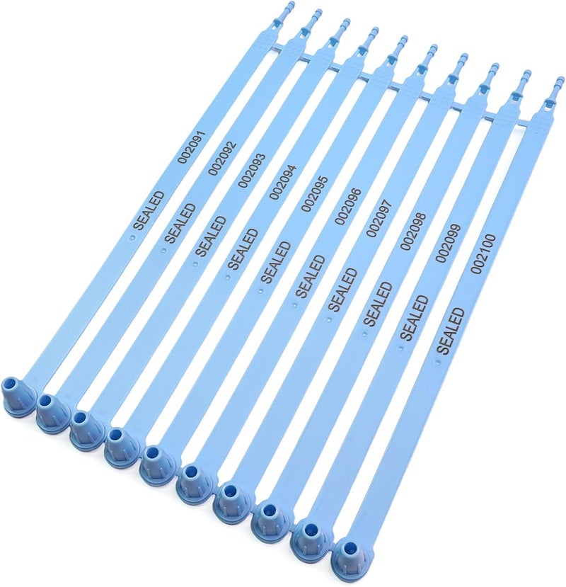 Kocents 100PCS Plastic Truck Seals,Tamper Evident,Each Seal is Numbered Sequentially,Use for Logistics Truck,Trailer, Container Disposable Plastic Seal, Plug-in Type (Blue) - Image 5